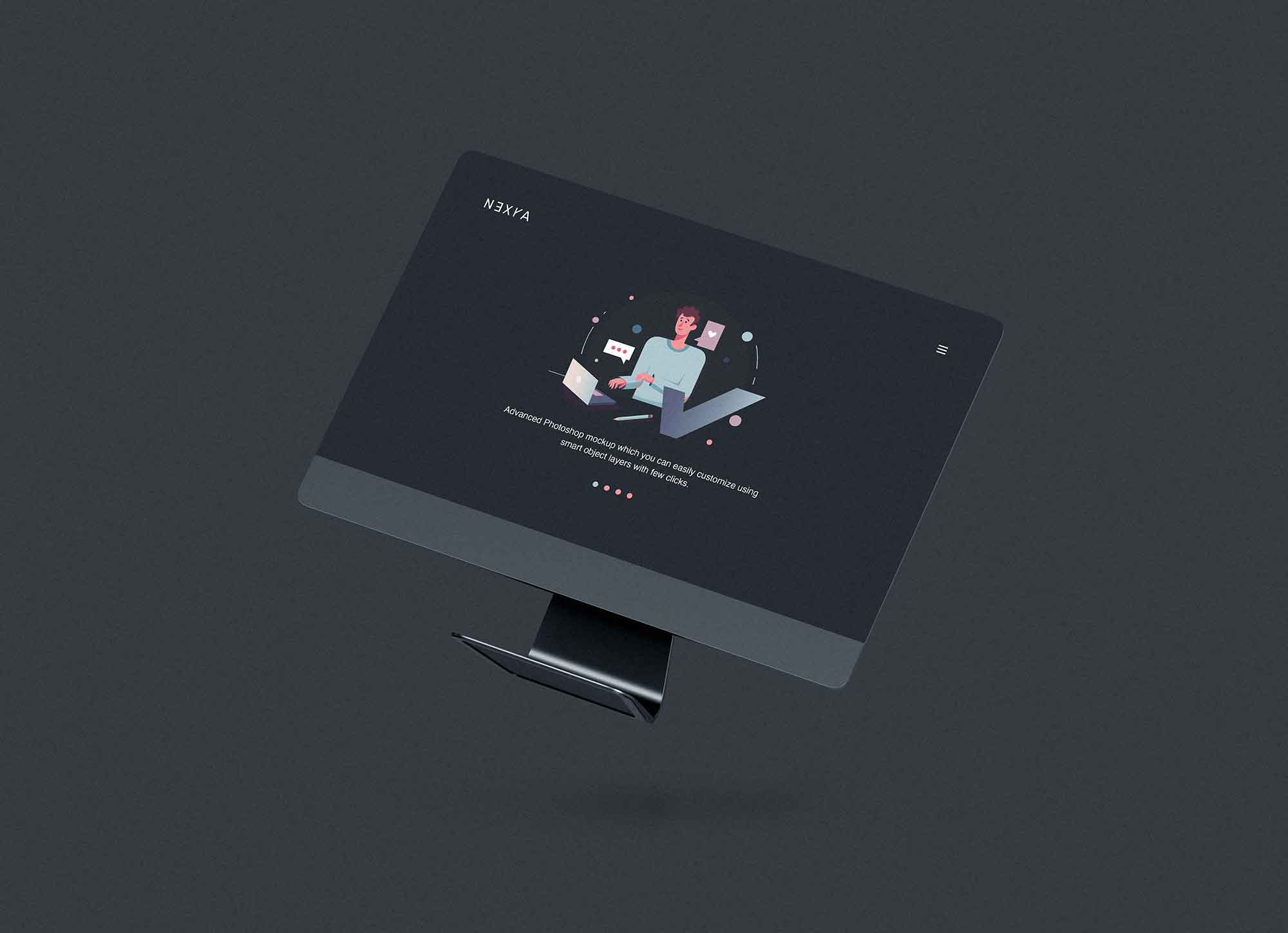 Download Floating iMac PSD Mockup (Free) by Graphic Pear