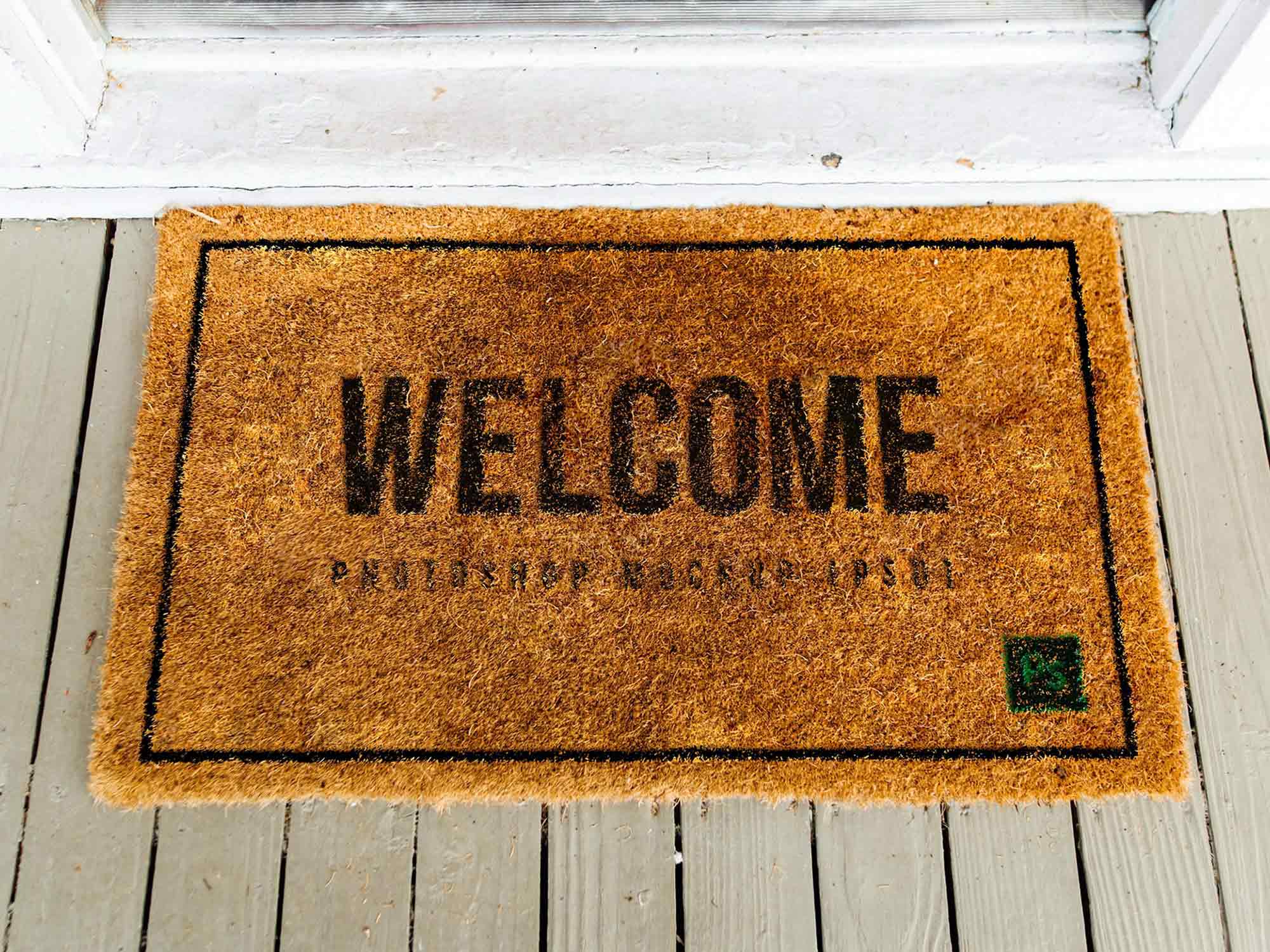 Welcome Doormat PSD Mockup (Free) by Graphics Egg