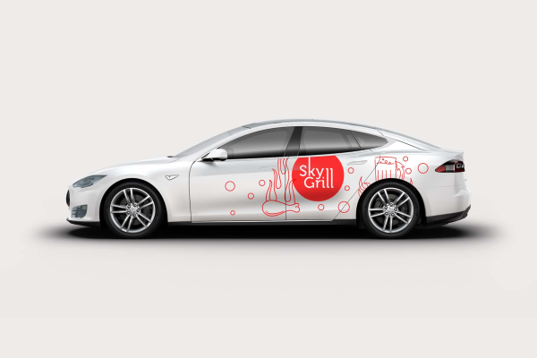 Tesla S Car Branding Mockup