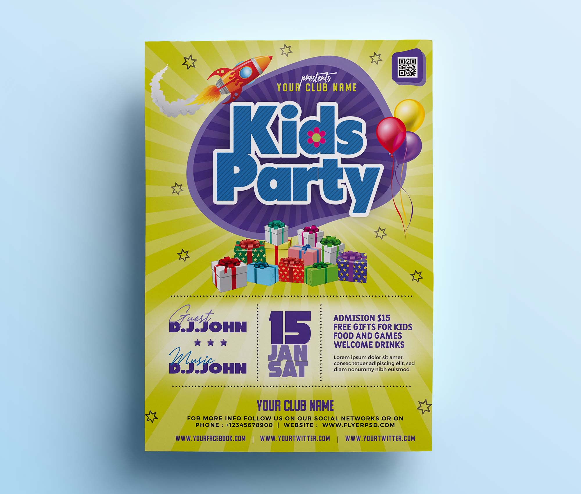 Kids Party Flyer Template Free By Psd Freebies