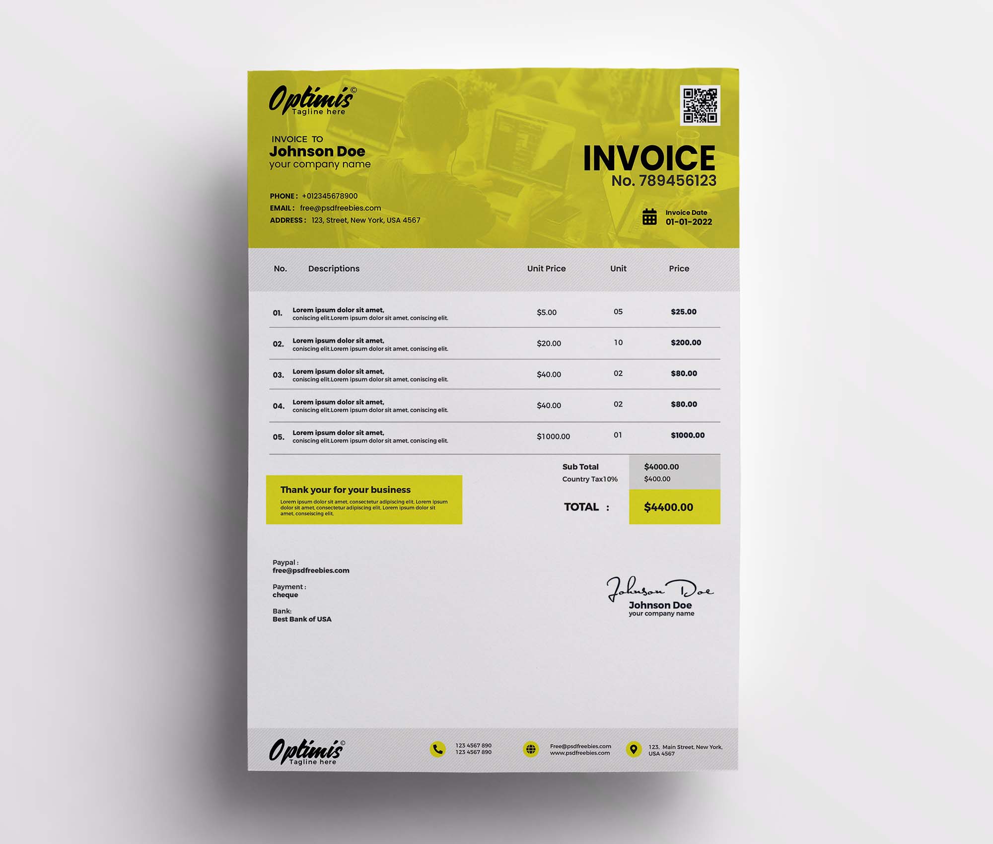 A4 Size Invoice Template