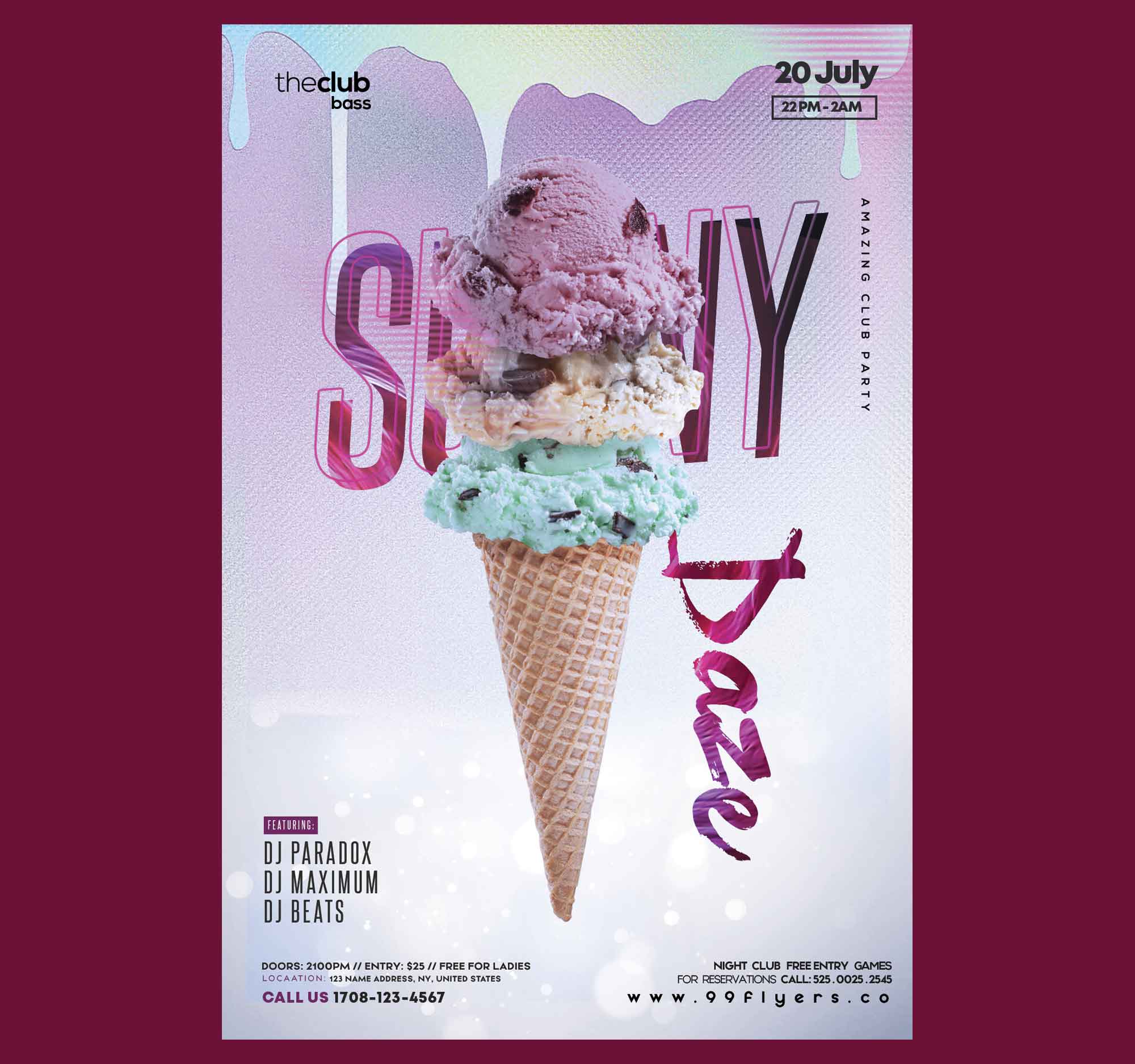 Summer Ice Cream Flyer Template  PSD  Free Download  iMockups For Ice Cream Party Flyer Template