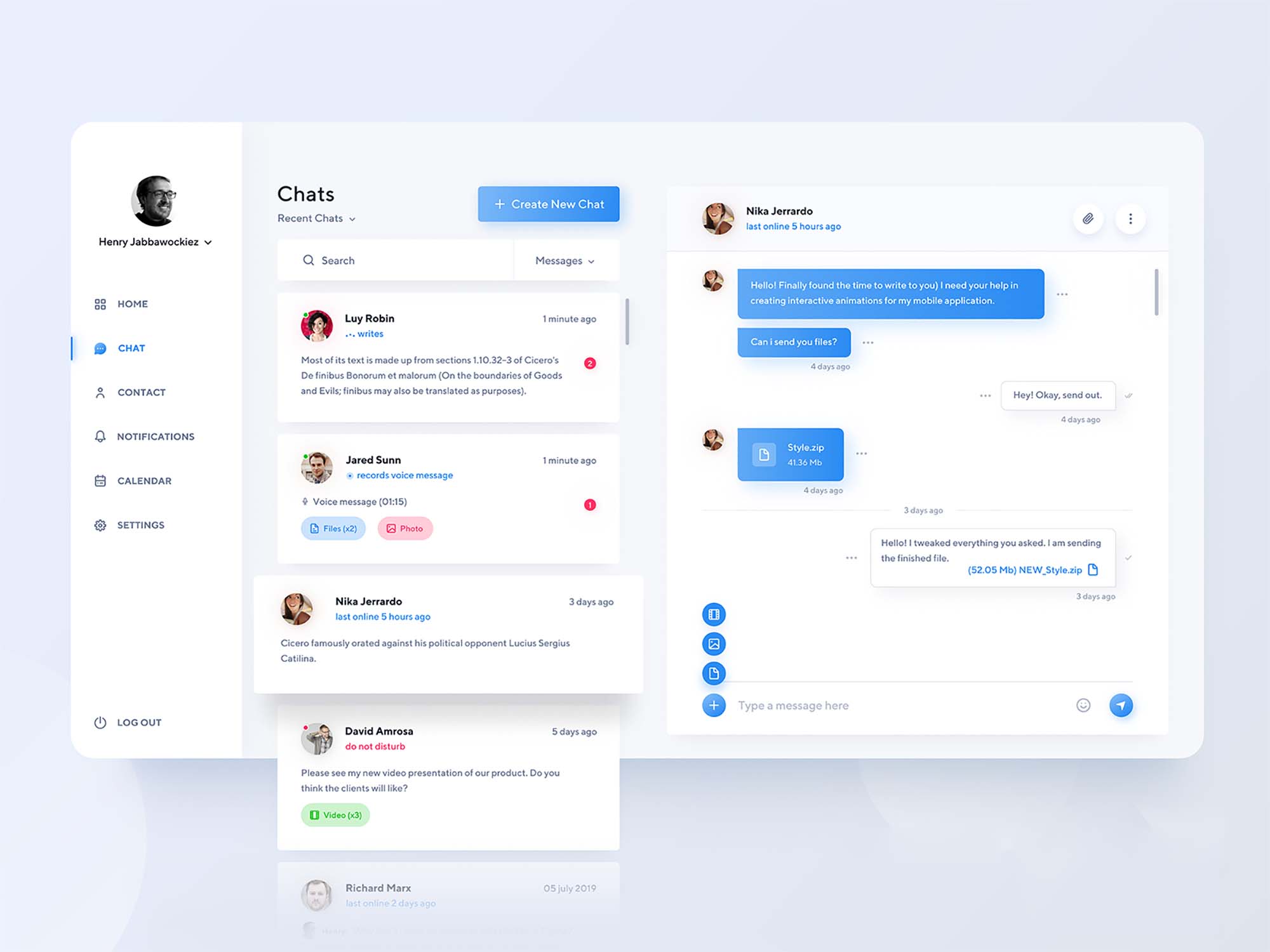 Chat Dashboard UI Template