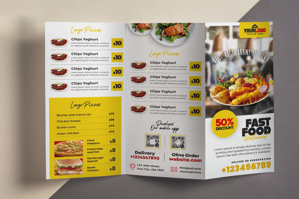 Restaurant Menu Trifold Brochure Template