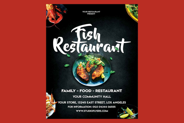 Fish Restaurant Flyer Template