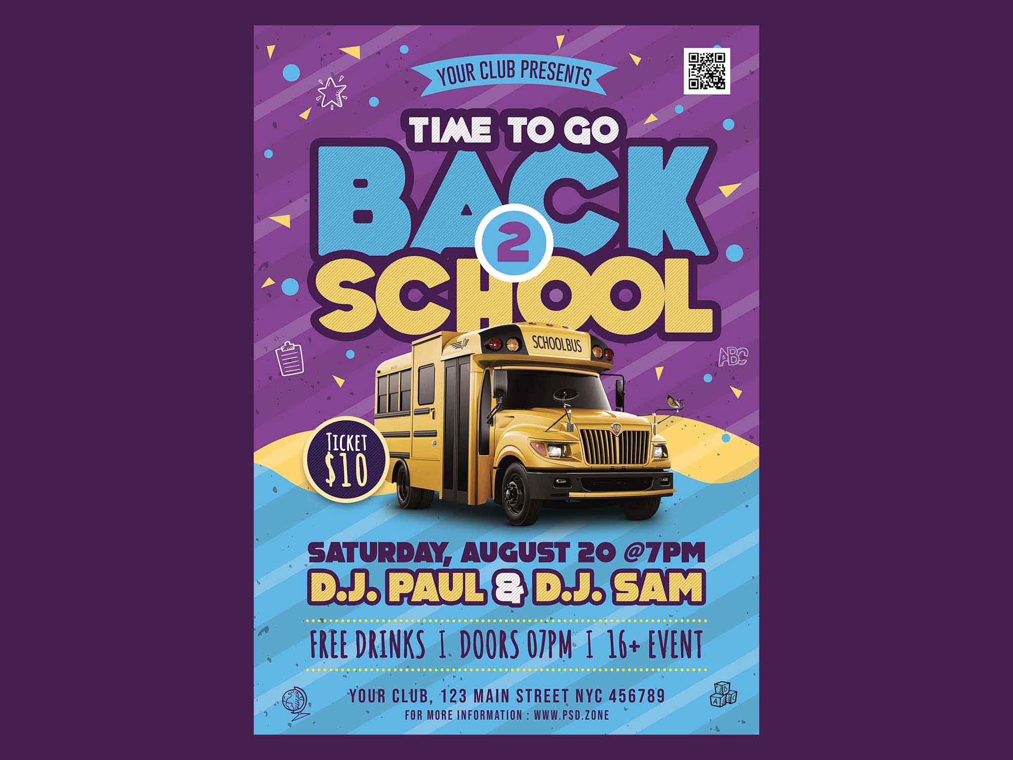 Back to School Party Flyer Template  PSD  Free Download  iMockups With Back To School Party Flyer Template