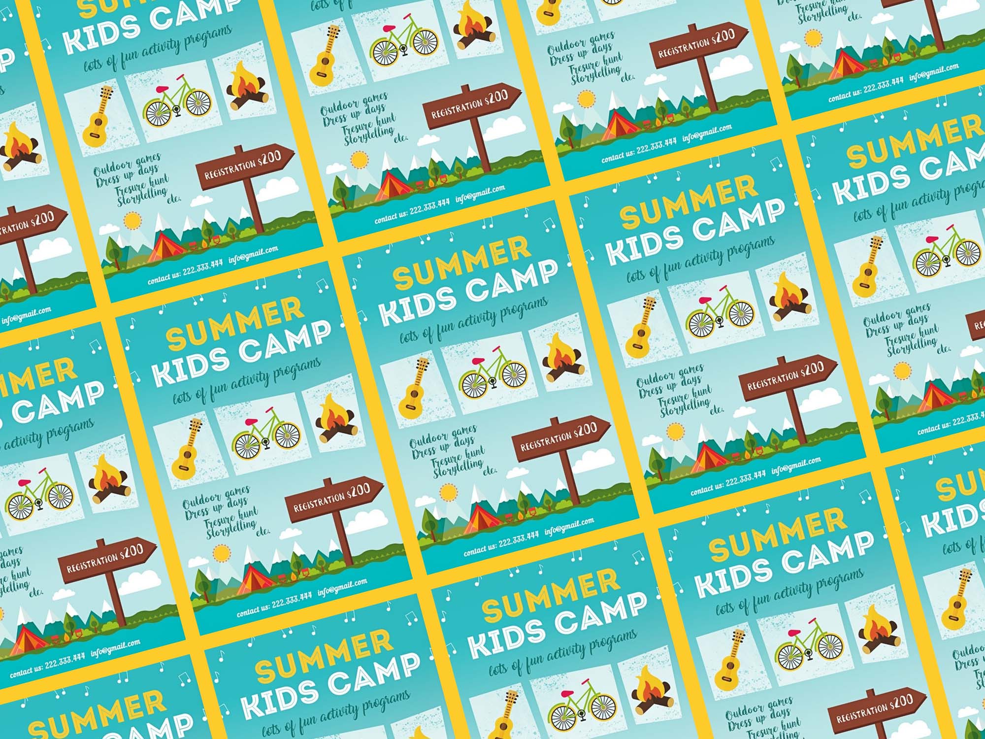 Summer Kids Camp Flyer Template  PSD  Free Download  iMockups With Free Summer Camp Flyer Template