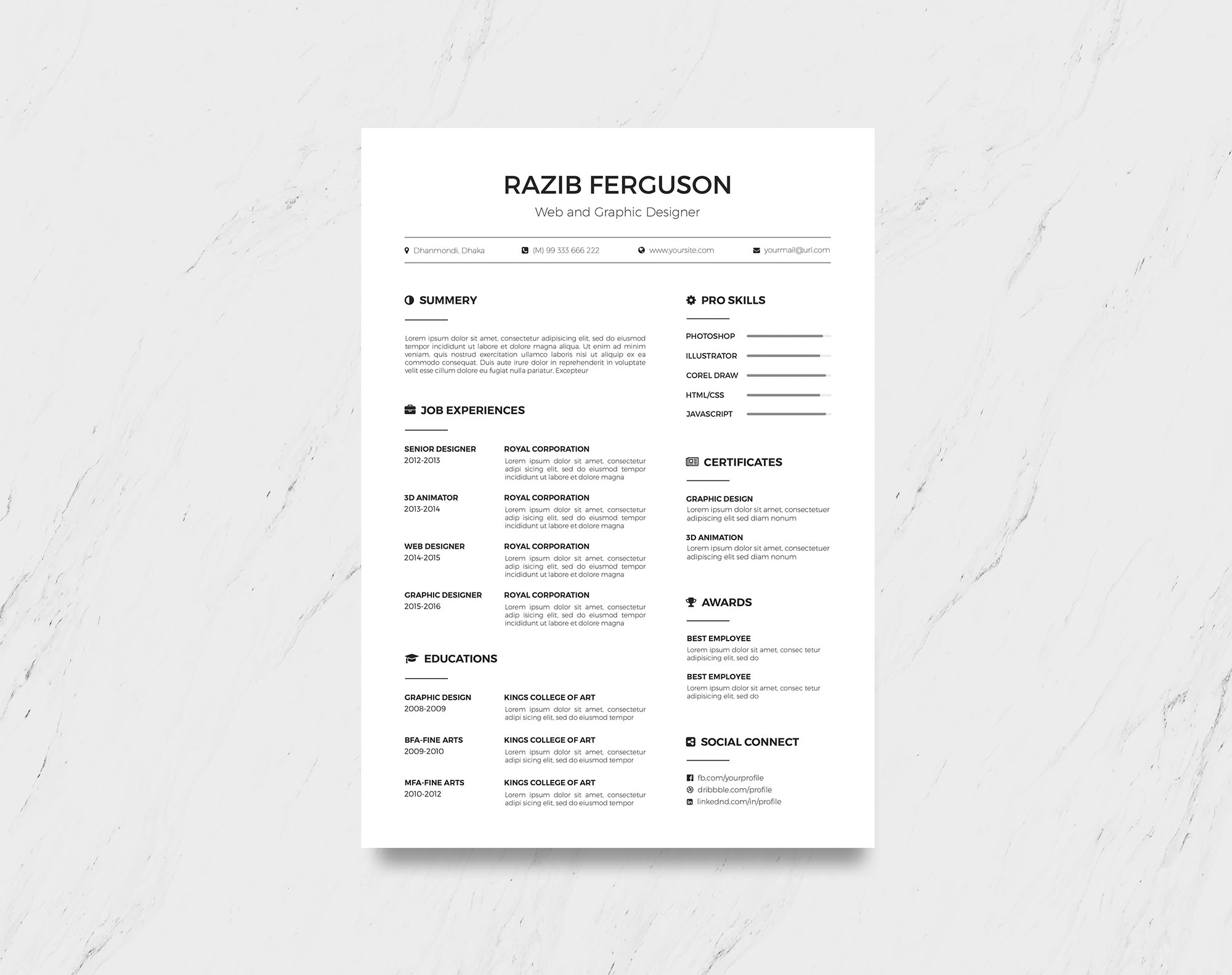 Download simple free resume template