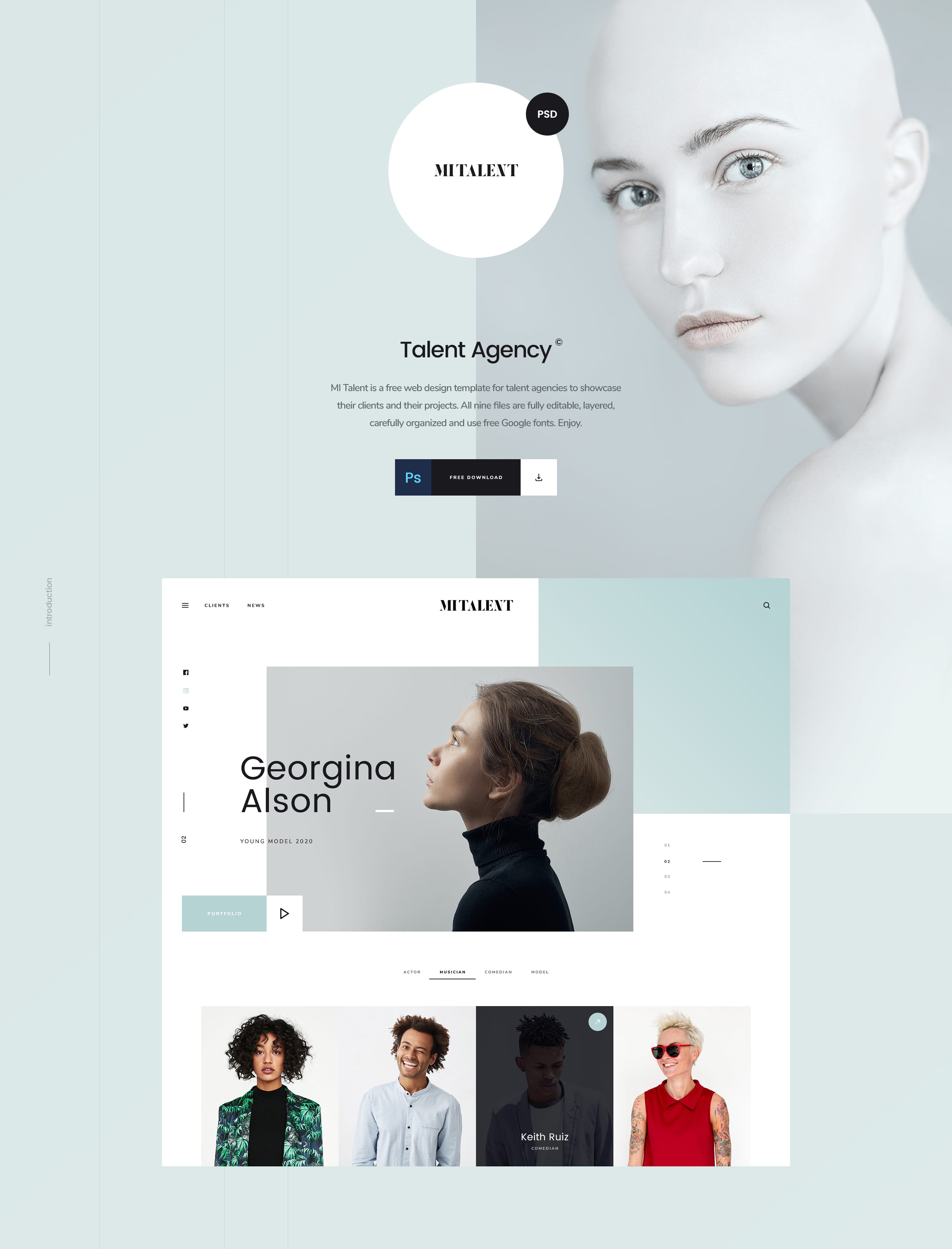 Agency Website Template : Mi Talent | PSD | Free Download | iMockups