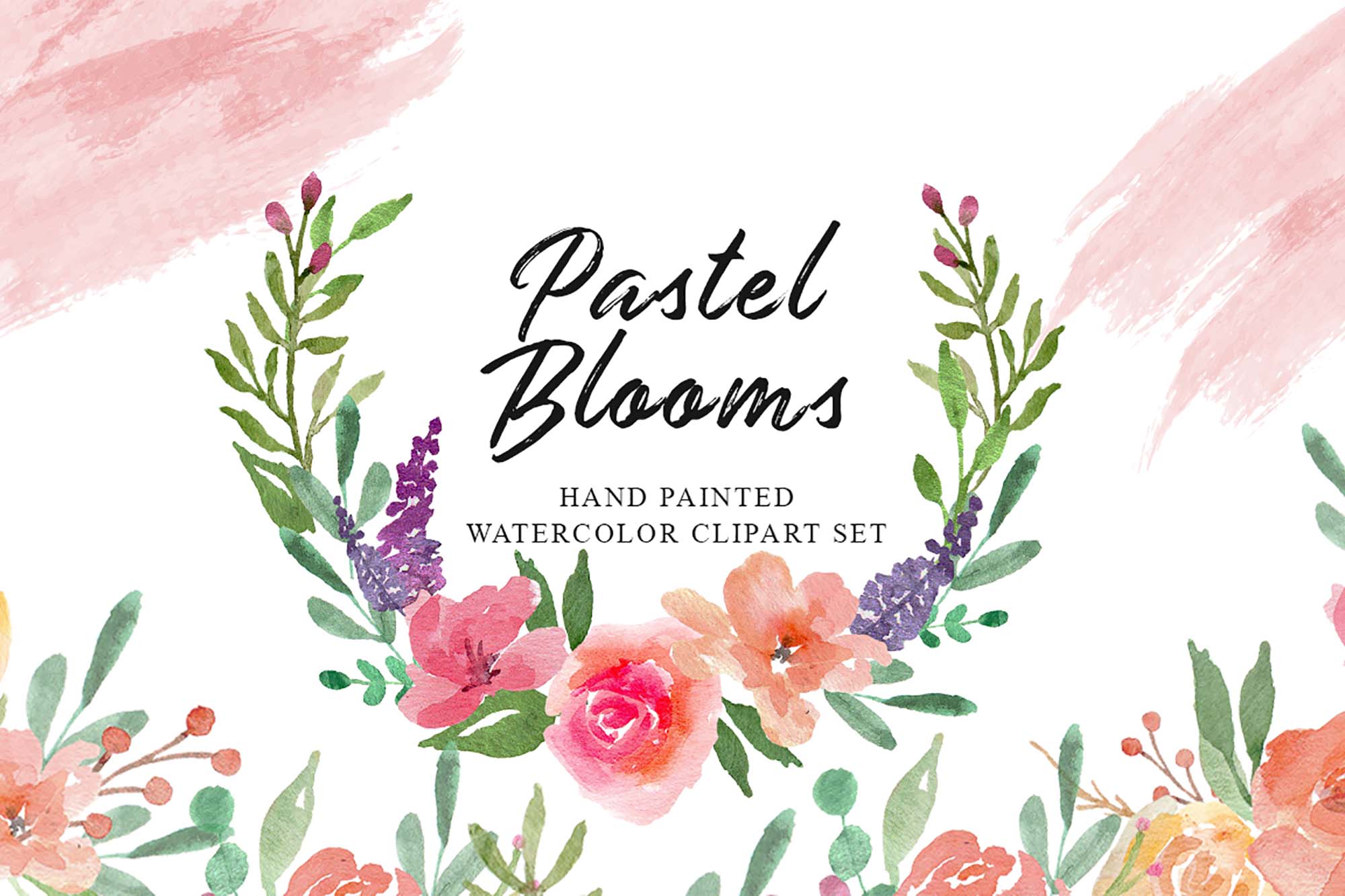 Pastel Blooms Watercolor Clipart