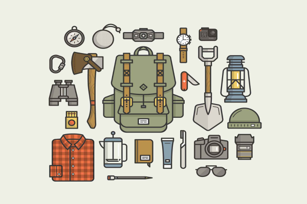 Camping Gear Essentials Illustrations