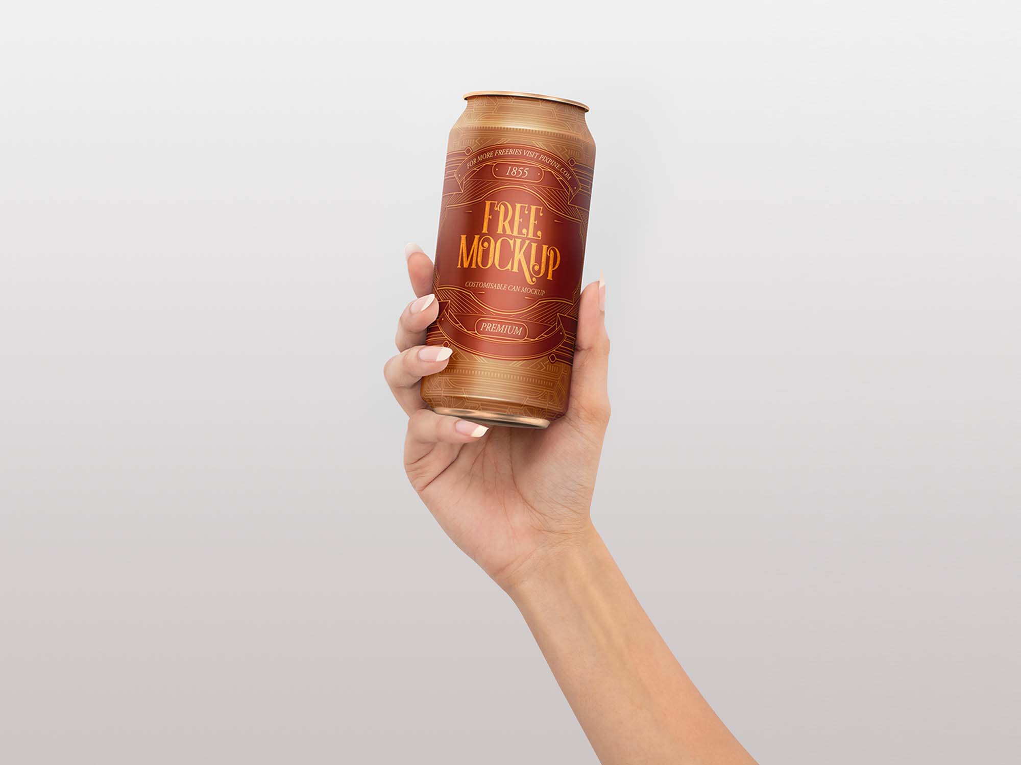 Soda Can in Hand Mockup