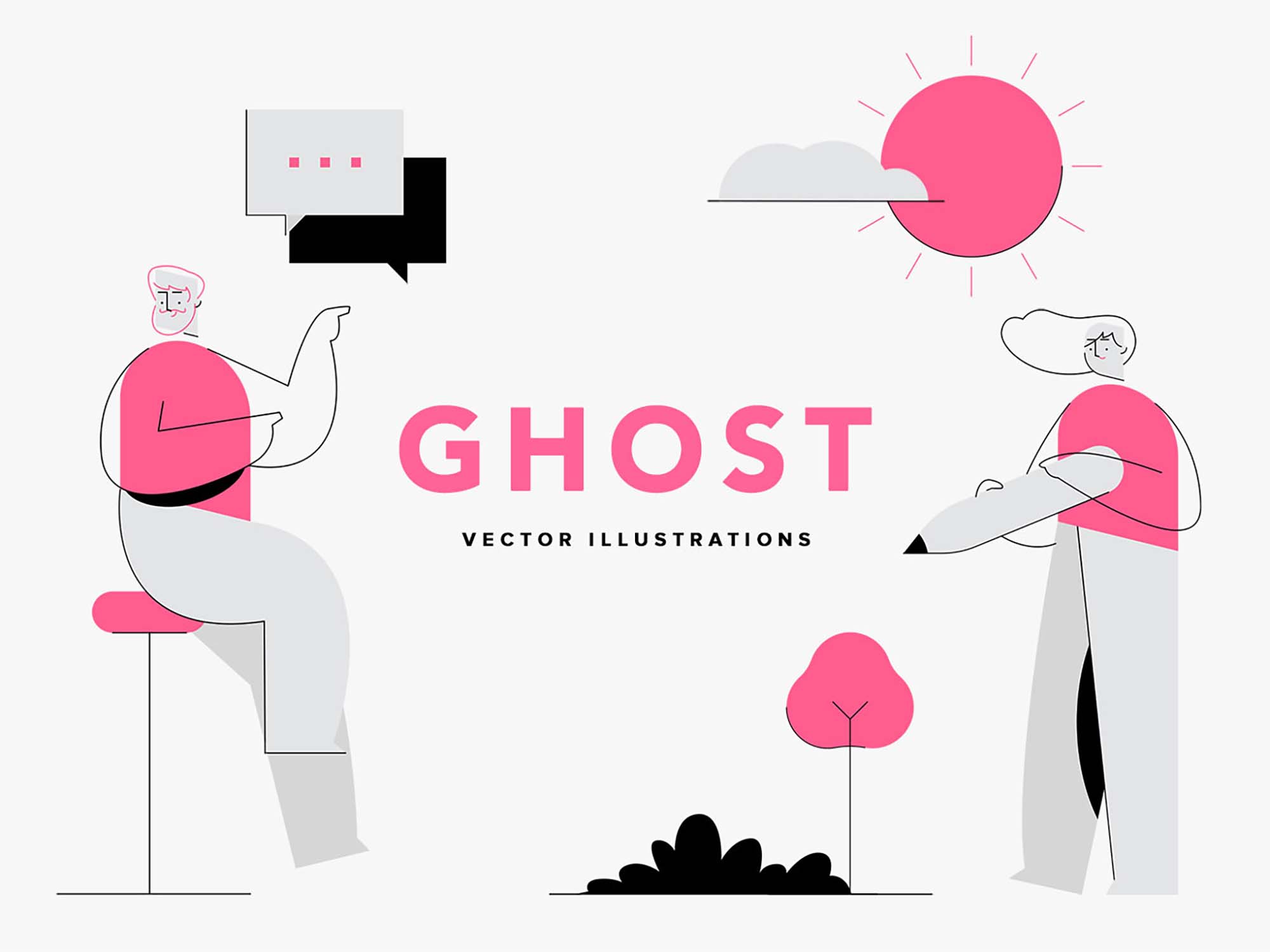 Ghost Minimalistic Characters Illustrations