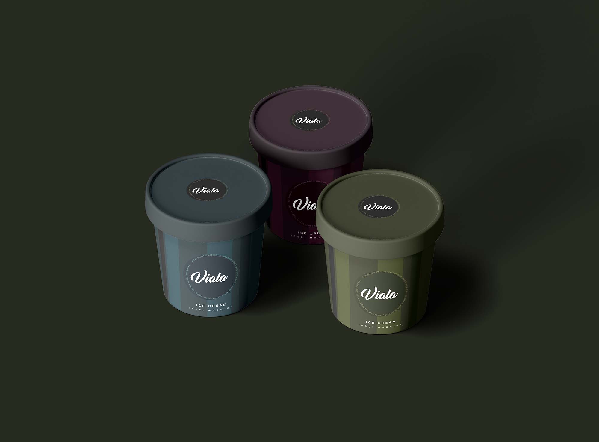 3 Ice Cream Cups PSD Mockup (Free) by Graphic Pear
