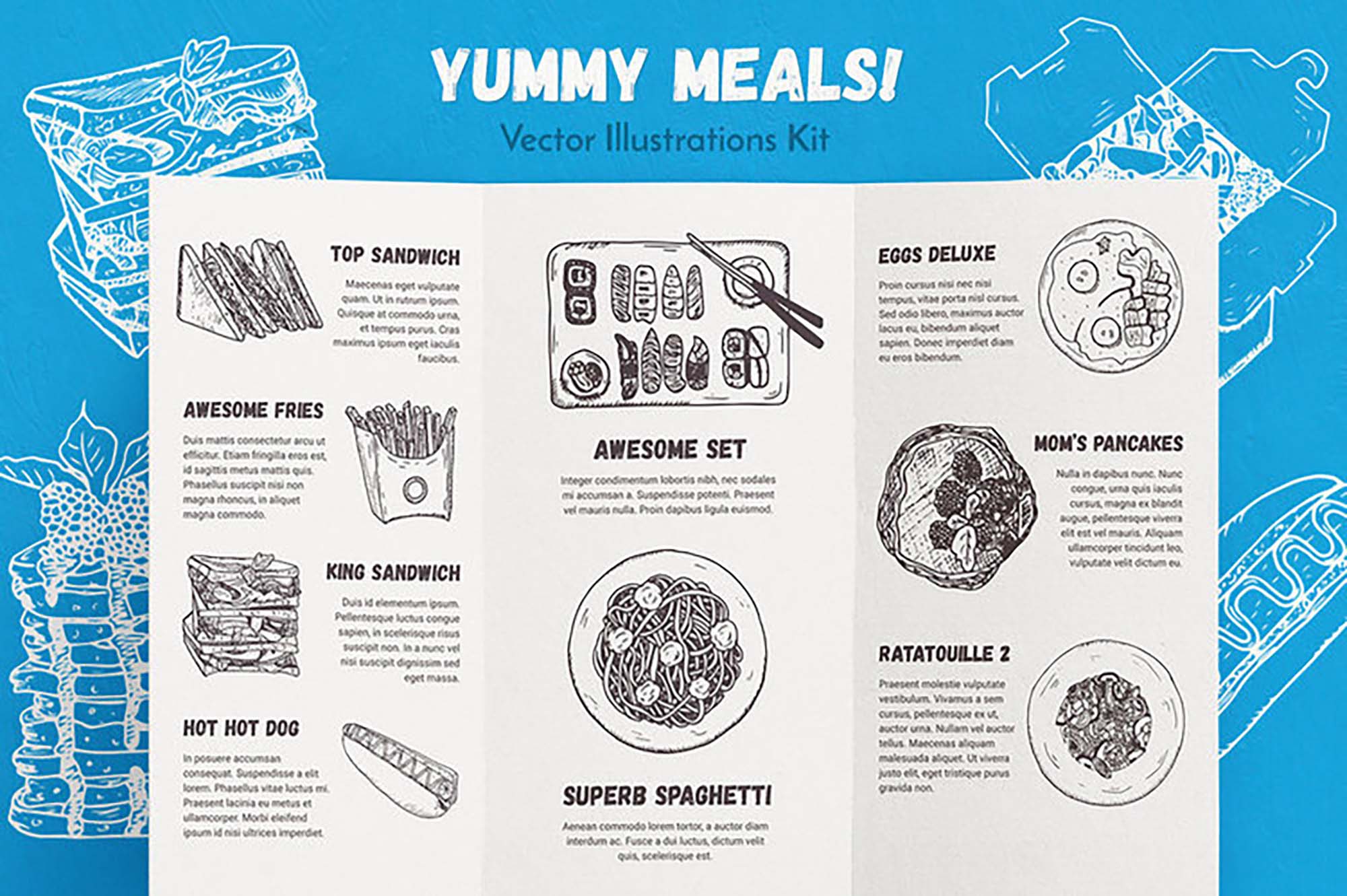 Food Meals Vector Illustrations