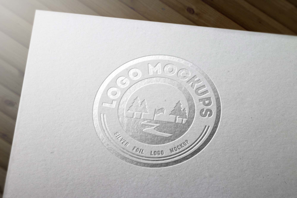 Silver Foil Perspective Logo Mockup