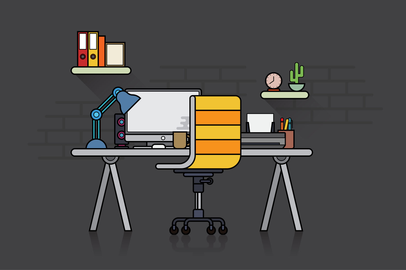 Flat Design Workspace Illustration