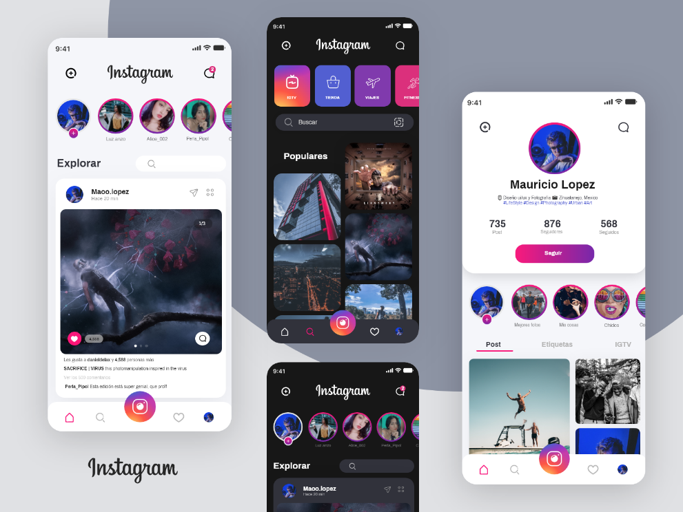 Creative Instagram Redesign UI XD Template