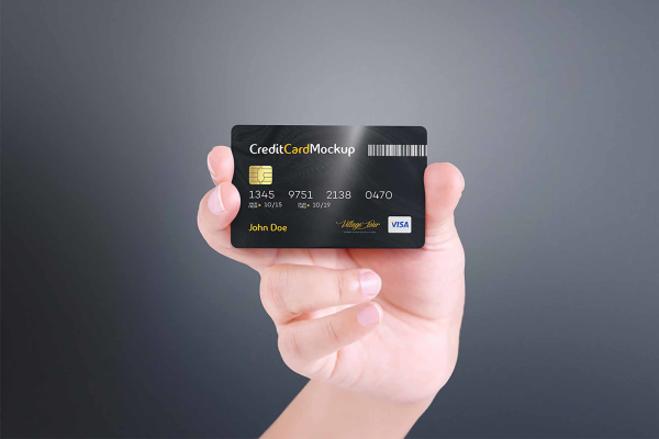 4 Credit Card in Hand Mockups