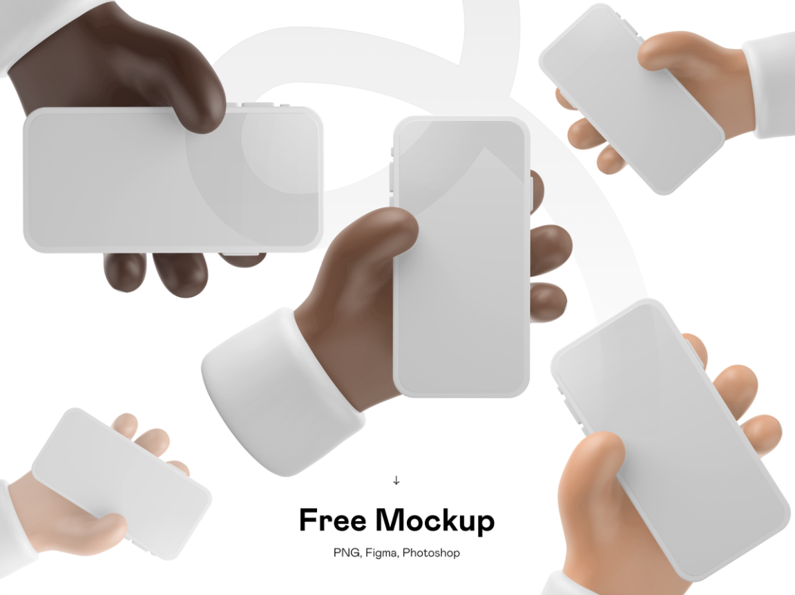 3D Plastic hand with iPhone Mockup