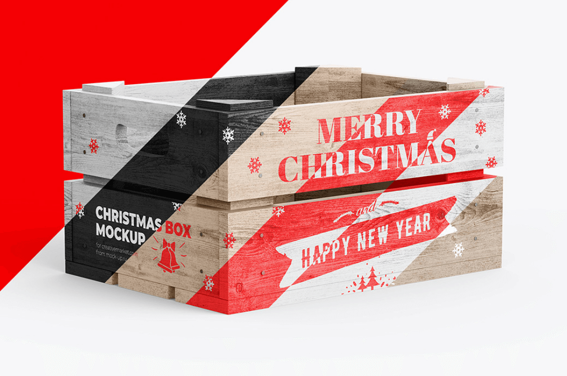 Christmas Wooden Box Mockup