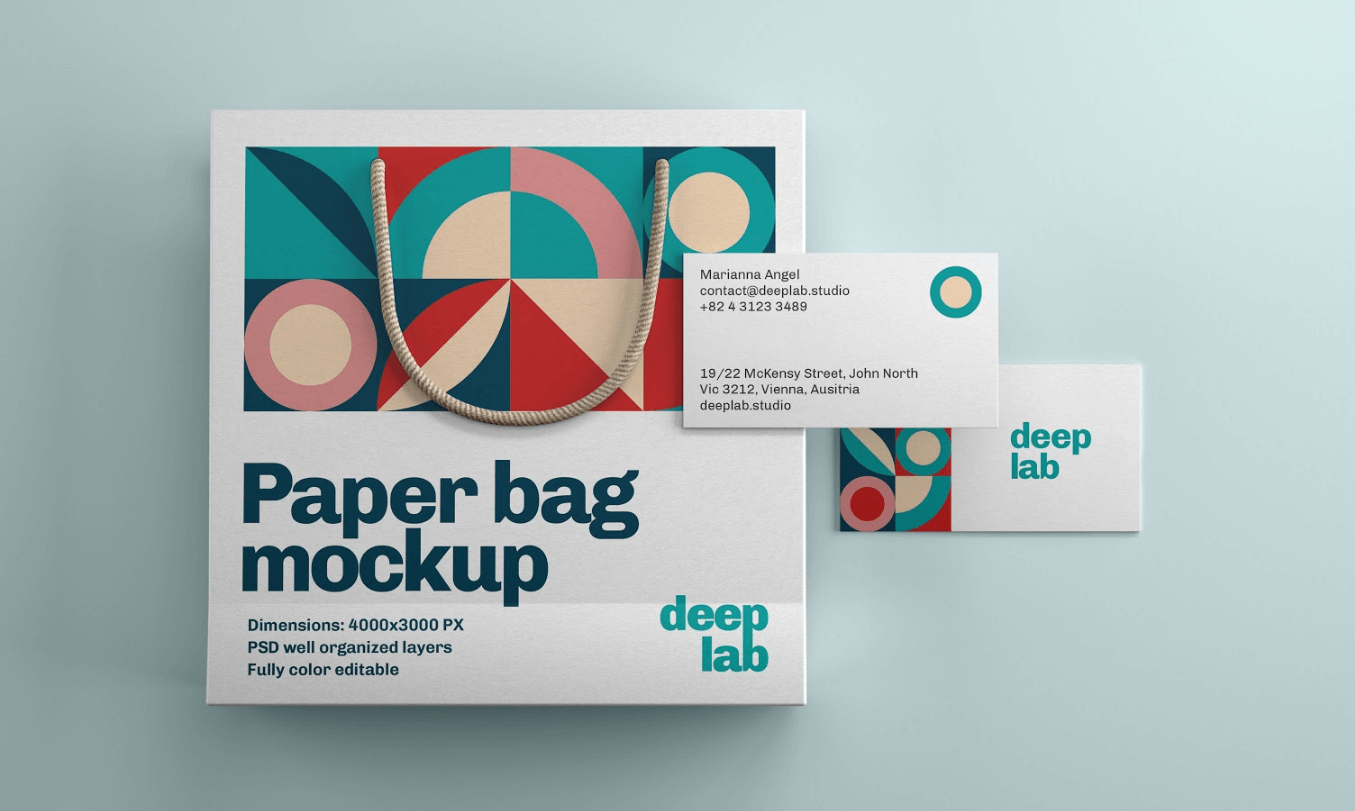 Professional Paper Bags & Business card branding mockup