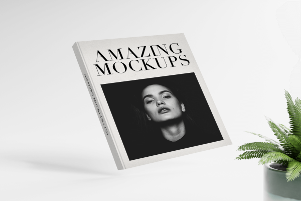 Hardcover Book Mockup with Plant Mockup