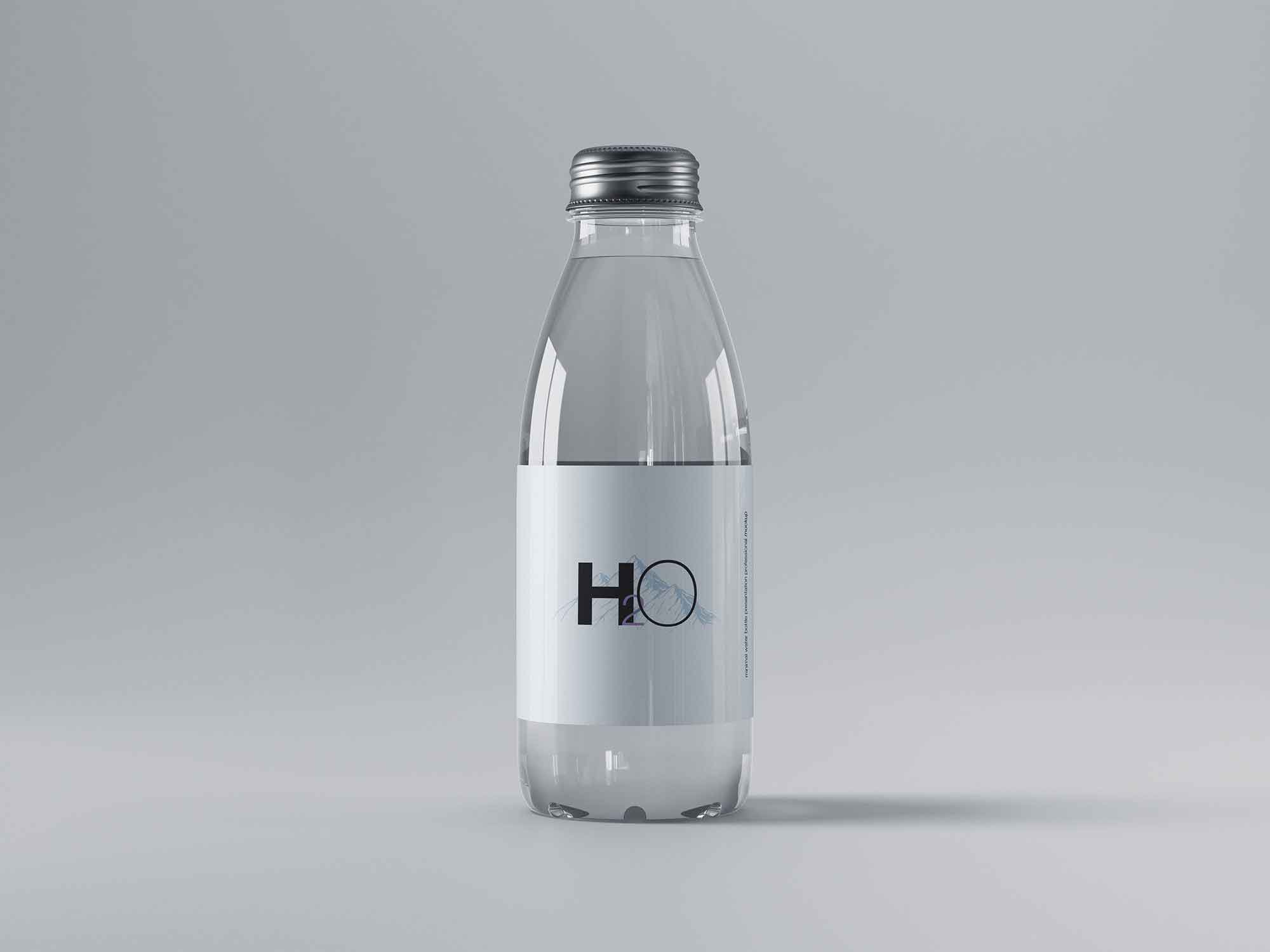 Glass Water Mini Bottle Mockup