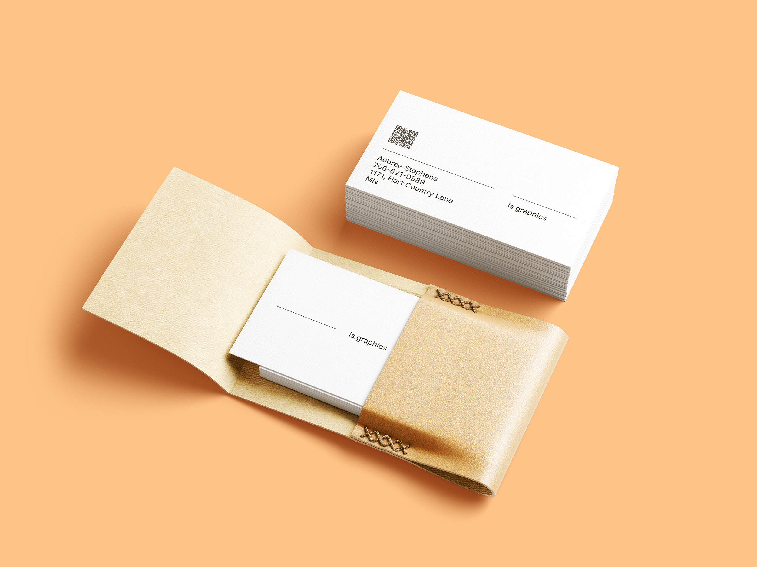 Mockup: Business Cards in Leather Card Holder