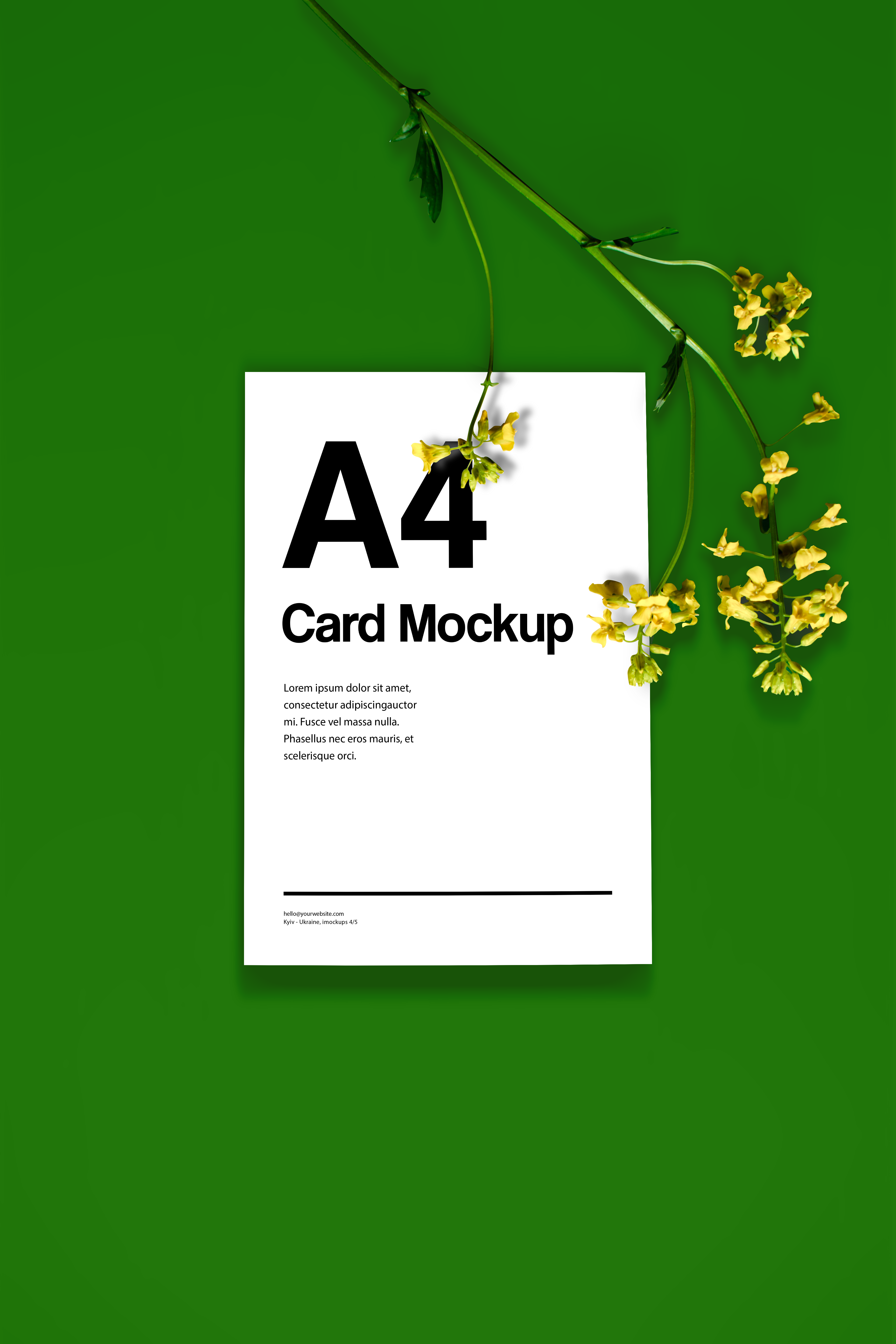 A4 Card With Flower Mockup