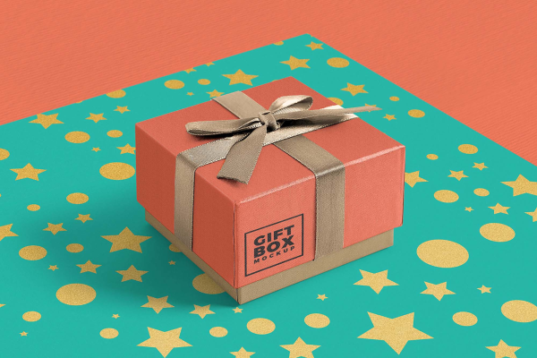 Gift Box and Ribbon Mockup
