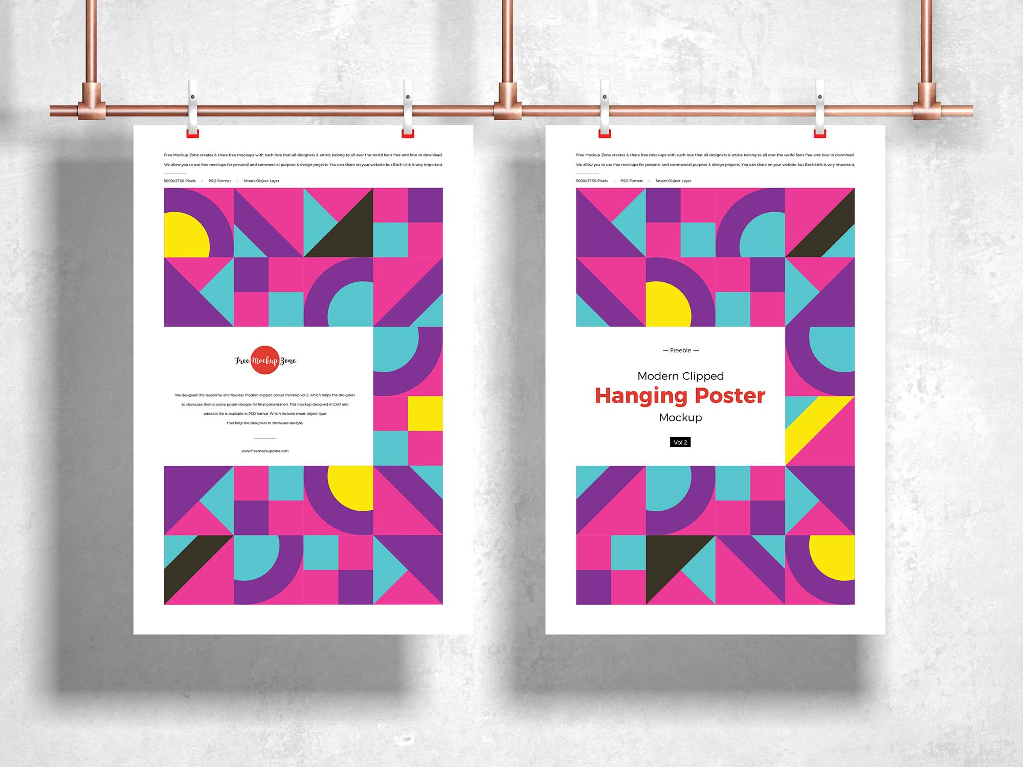 Clipped Hanging Poster Mockup