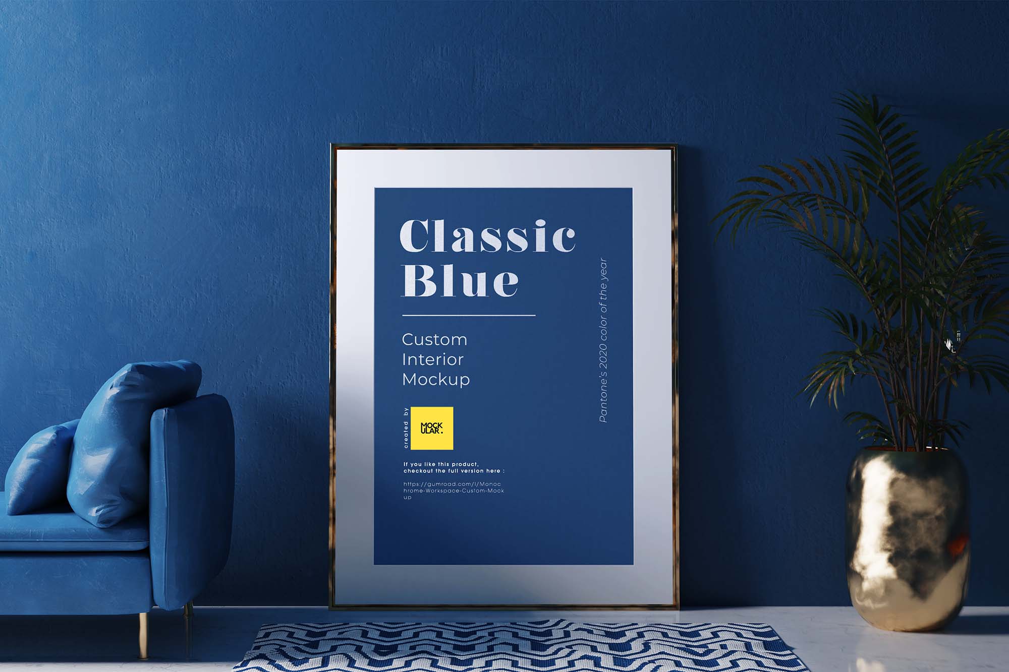 Deep Blue Interior Poster Mockup