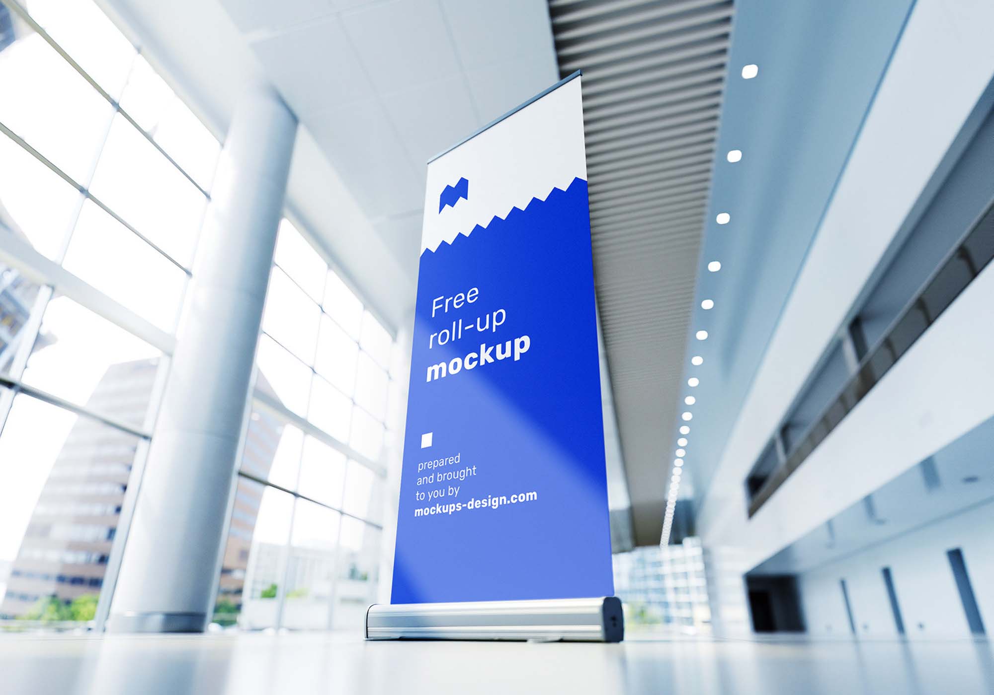 Download Rollup in Exhibition PSD Mockup (Free) by Mockups Design