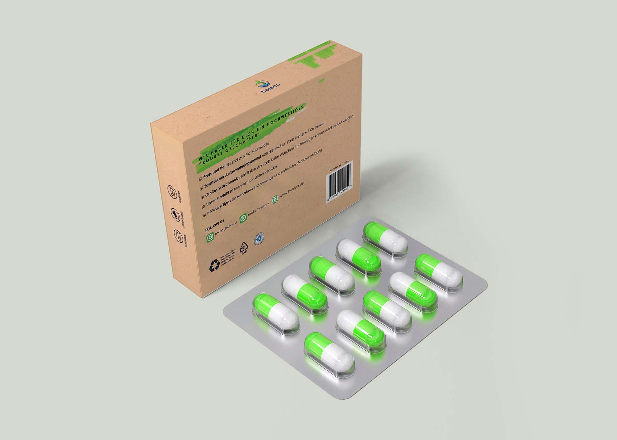 Medicine Box and Tablets Mockup