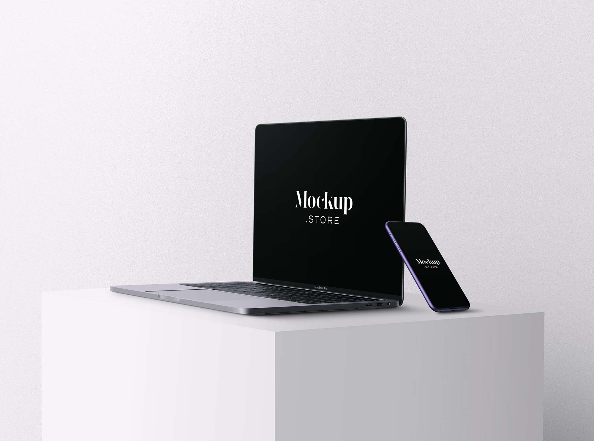 Download Apple iPhone 11 & Macbook Pro PSD Mockup (Free) by Mockup ...