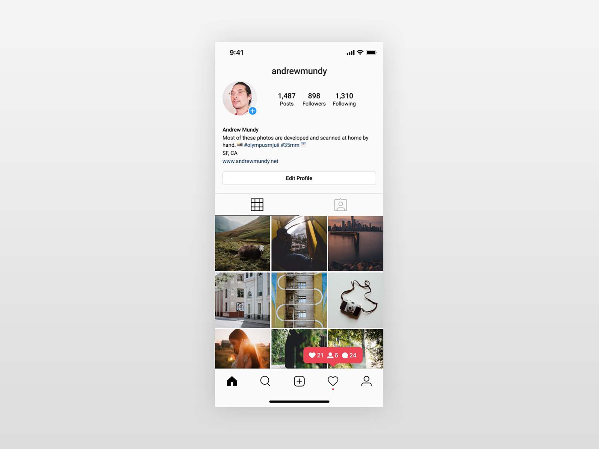 Instagram UI Profile Mockup Figma