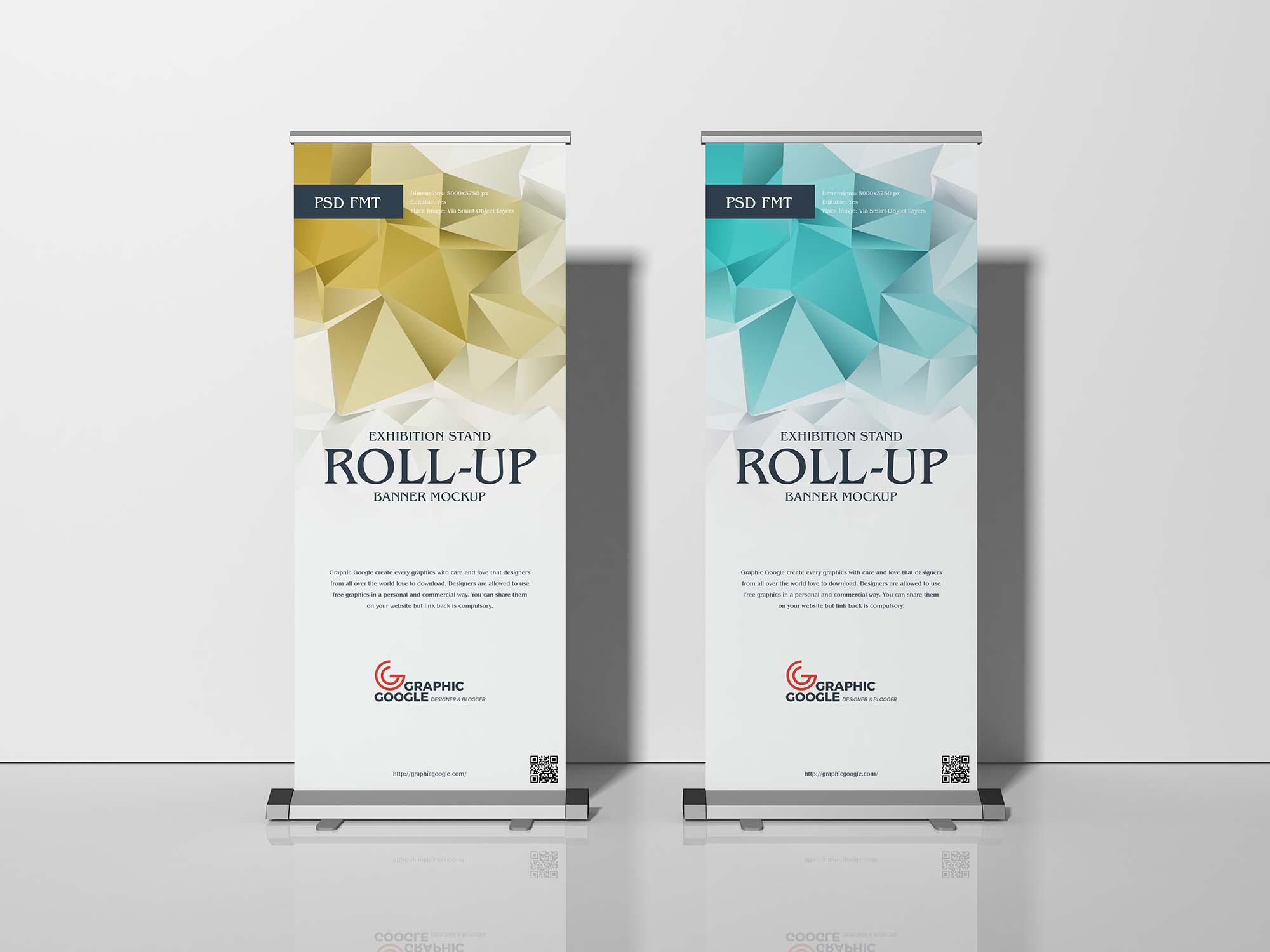 Exhibition Stand Roll Up Banner Mockup PSD Free Download IMockups