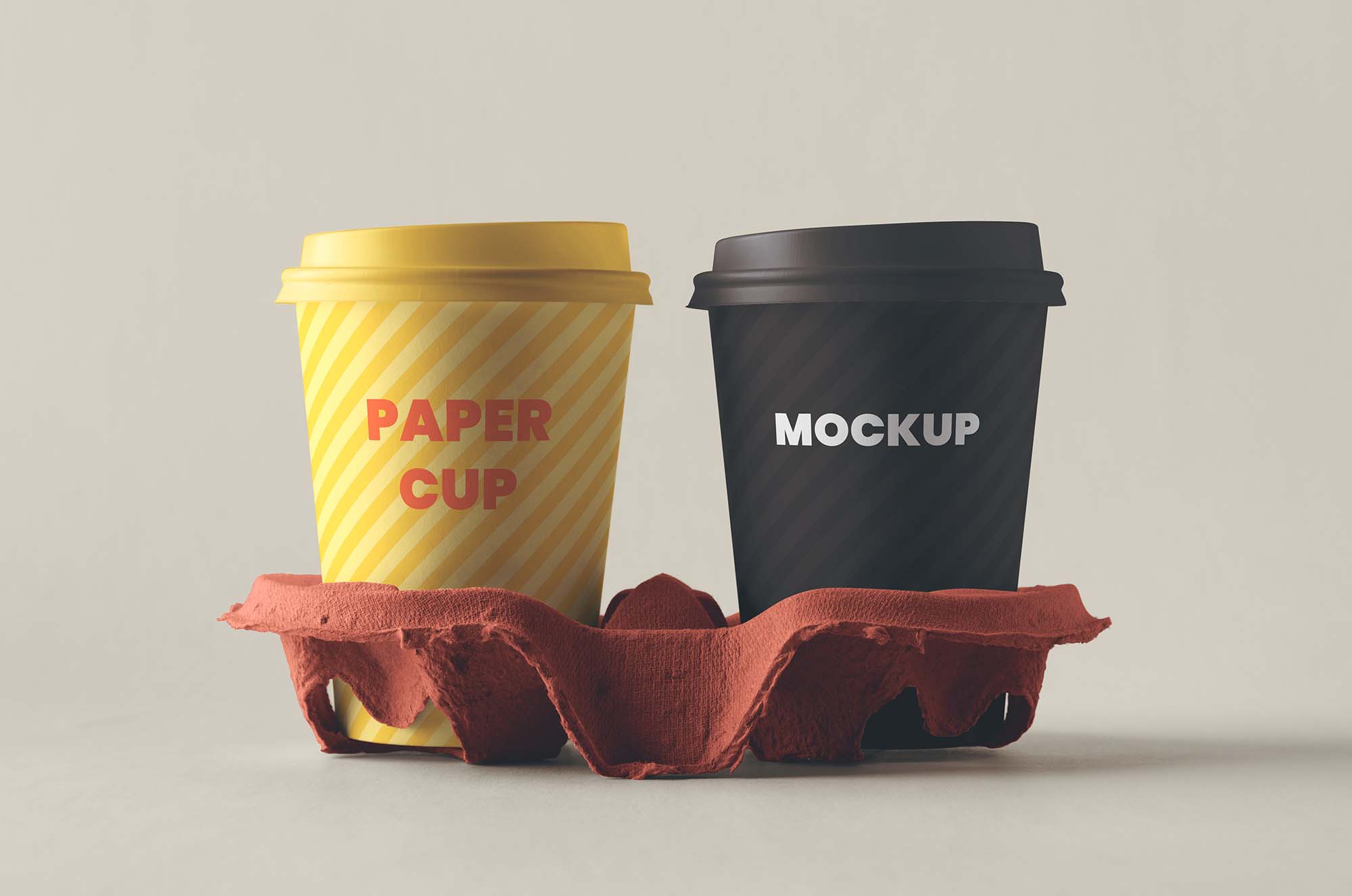 Paper Coffee Cups and Holder PSD Mockup (Free) by Mockup Plus