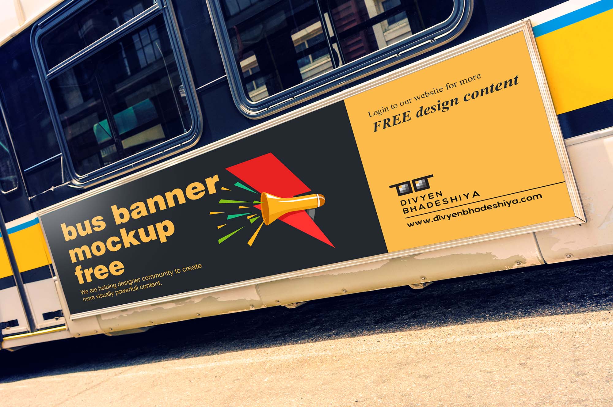 Colored Bus Banner Mockup