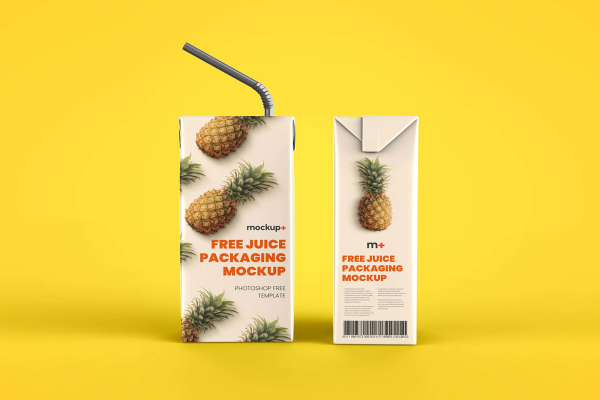New Juice Carton Packaging Box Mockup