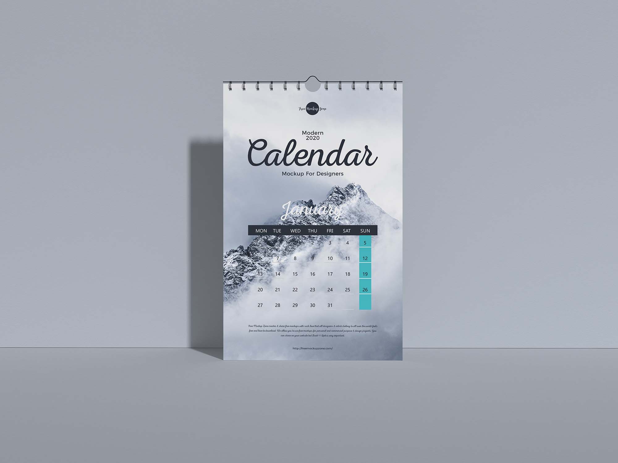 Calendar on Wall Mockup