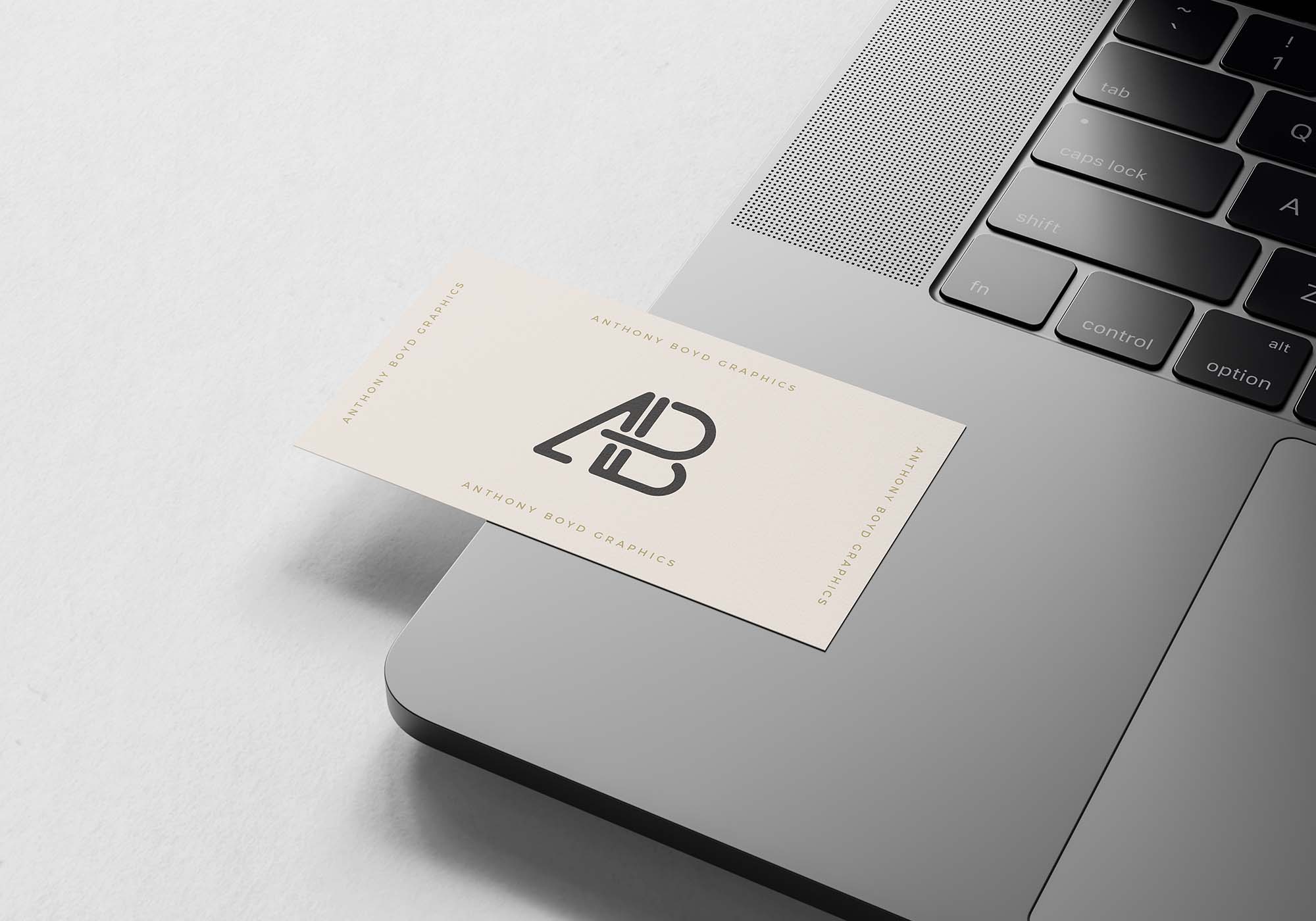 Classic Business Card on MacBook Pro Mockup