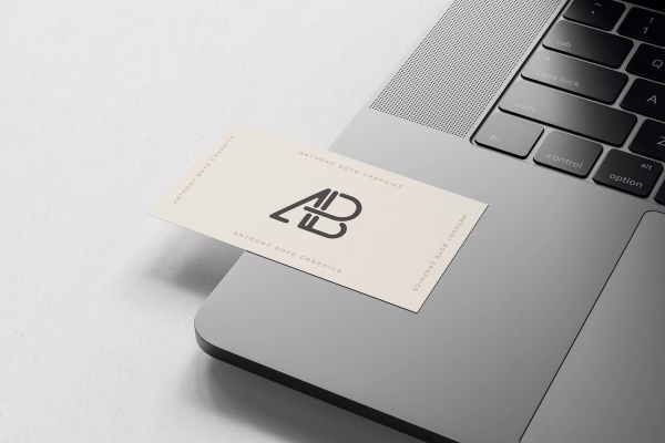 Classic Business Card on MacBook Pro Mockup