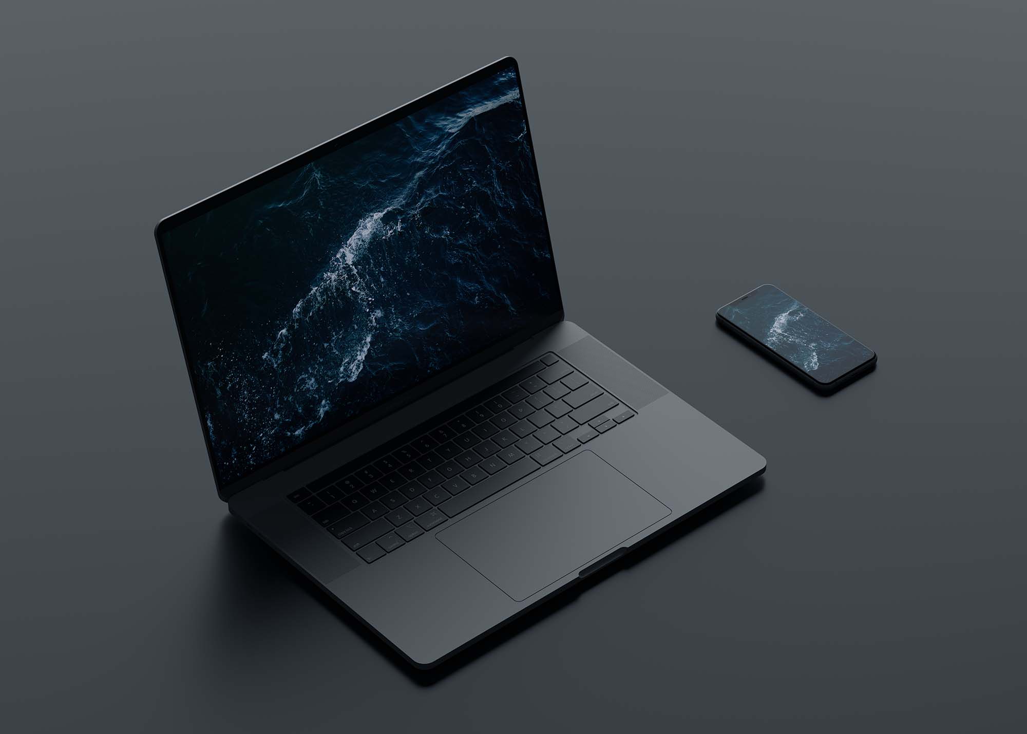 Download Dark Macbook Pro and iPhone 11 PSD Mockup (Free) by Nauman ...