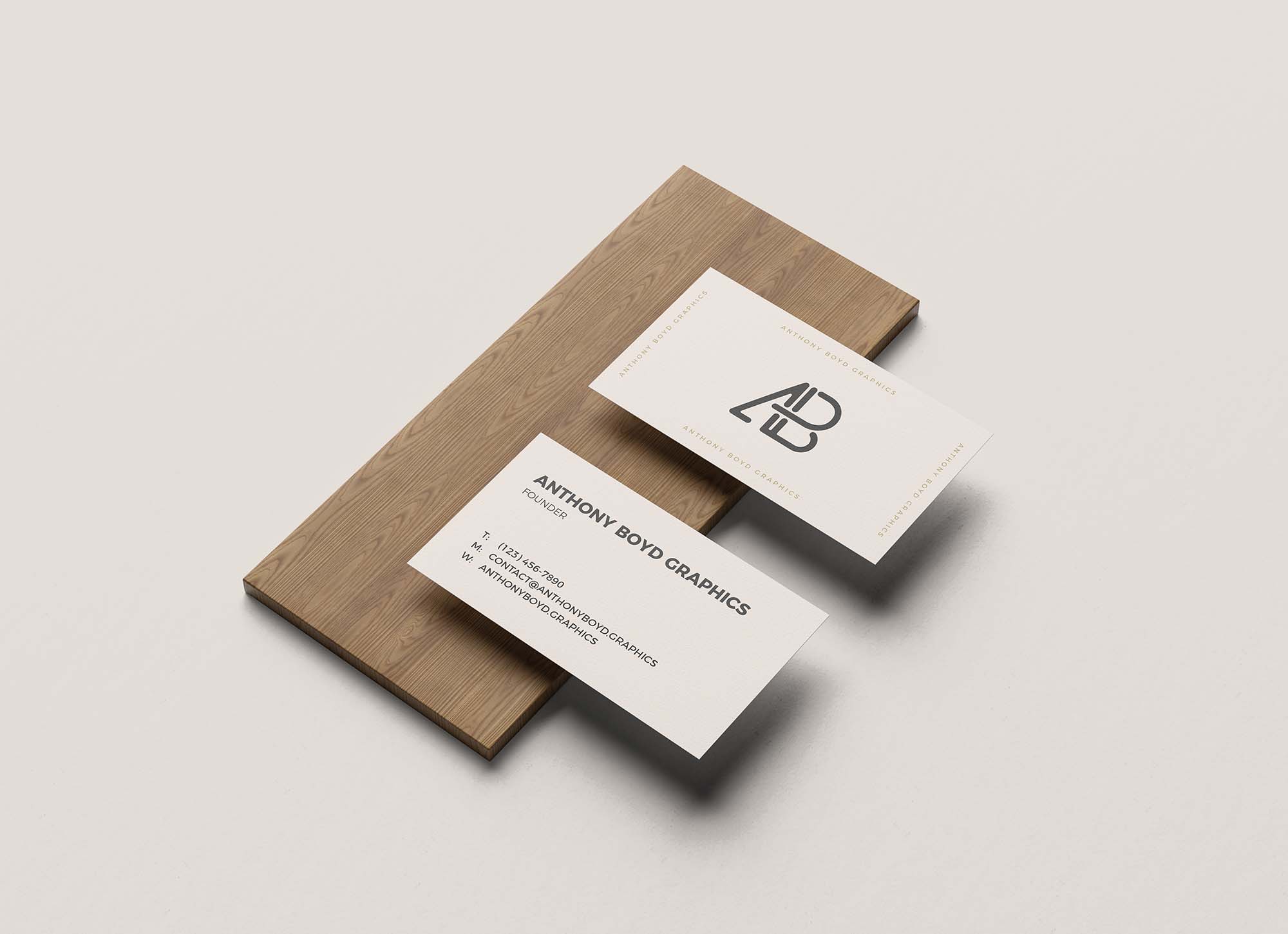 Top 2 Business Cards on Board Mockup