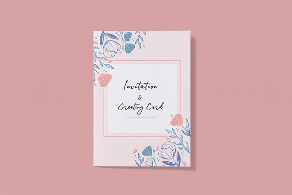 Pink Invitation and Greeting Card Mockup