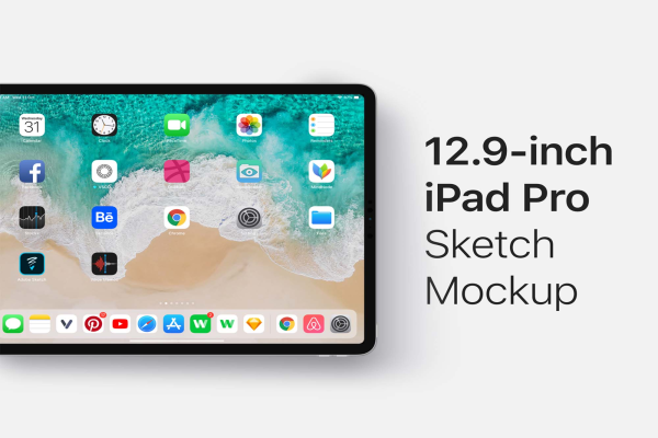 New 12.9 Inches iPad Pro Sketch Mockup