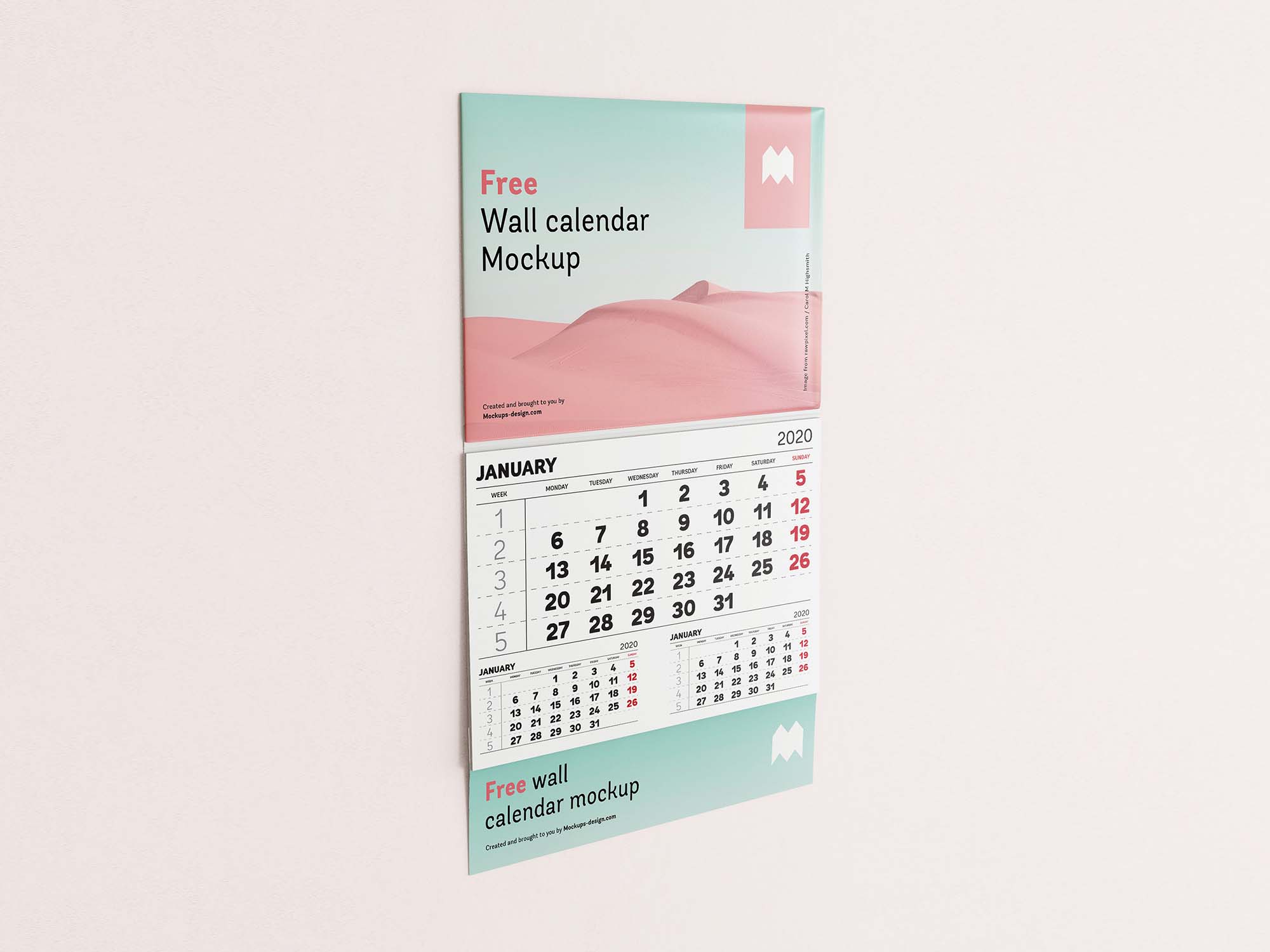 Simple Wall Calendar Mockup
